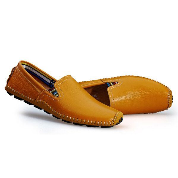 Herren Leder Casual Outdoor Soft Slip On Flache Loafer