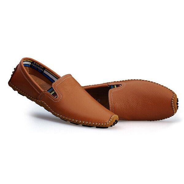 Herren Leder Casual Outdoor Soft Slip On Flache Loafer