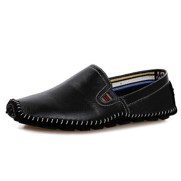 Herren Leder Casual Outdoor Soft Slip On Flache Loafer