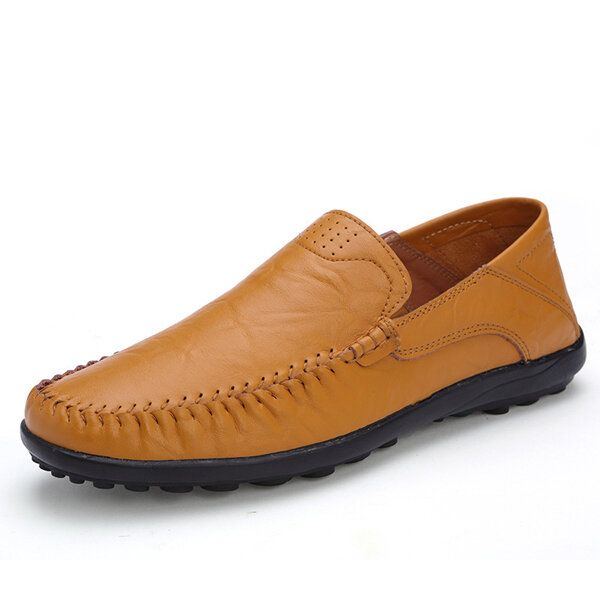 Herren Leder Flache Casual Soft Outdoor Atmungsaktive Flats Loafer Schuhe