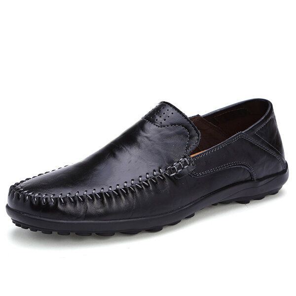 Herren Leder Flache Casual Soft Outdoor Atmungsaktive Flats Loafer Schuhe