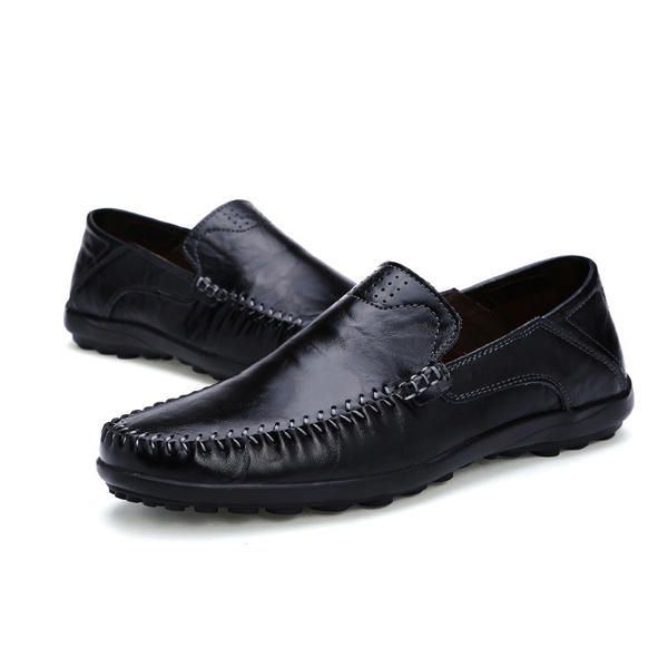 Herren Leder Flache Casual Soft Outdoor Atmungsaktive Flats Loafer Schuhe