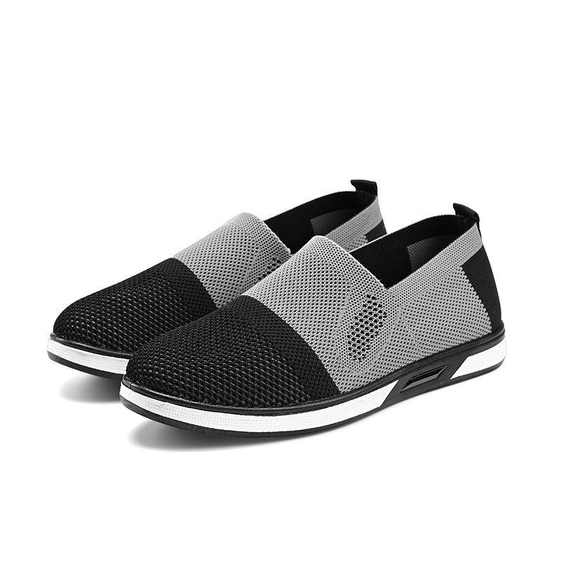 Herren Mesh Casual Sneakers Leichter Atmungsaktiver Sneaker Lässige Sportschuhe Gestrickt Bequem Flach