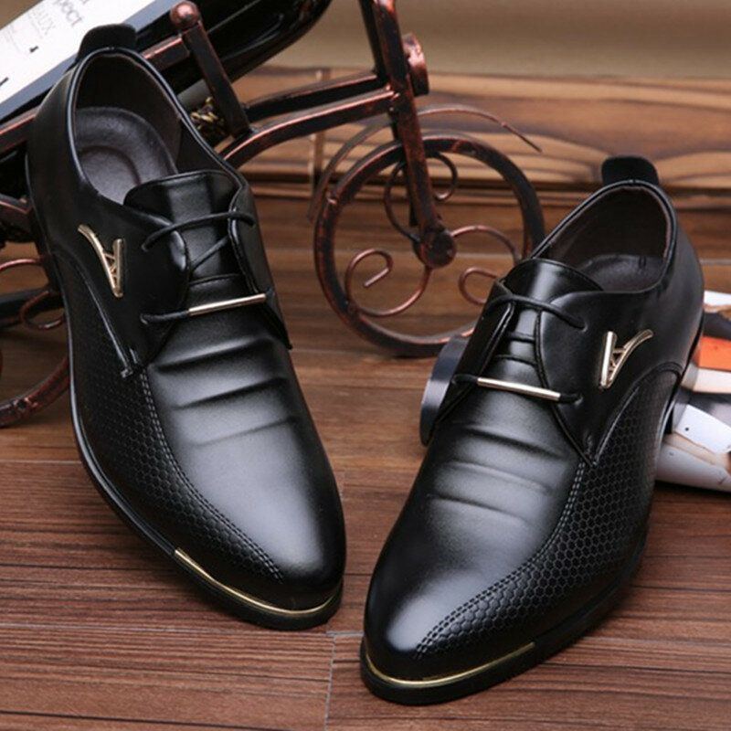 Herren Mikrofaser Leder Atmungsaktiv Spitzschuh Bequeme England Kleid Casual Business Schuhe