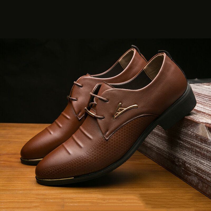 Herren Mikrofaser Leder Atmungsaktiv Spitzschuh Bequeme England Kleid Casual Business Schuhe