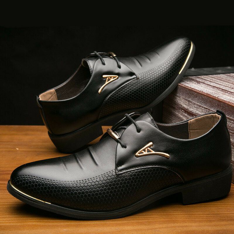 Herren Mikrofaser Leder Atmungsaktiv Spitzschuh Bequeme England Kleid Casual Business Schuhe