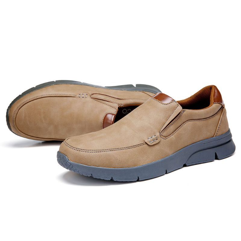 Herren Mikrofaser Leder Bequeme Slip On Business Freizeitschuhe