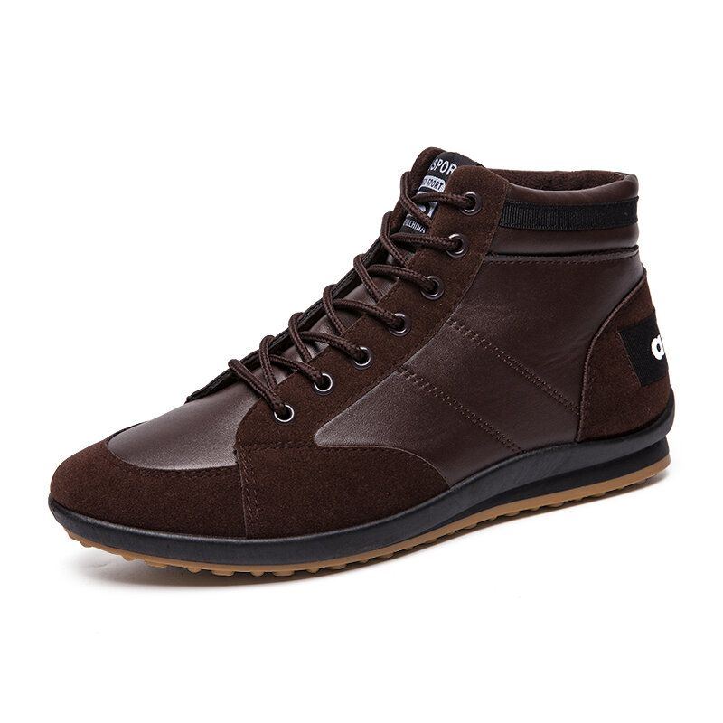 Herren Mikrofaser Leder Mit Weicher Sohle Rutschfest Retro Stil Schnürschuhe Lässige Wadenschuhe