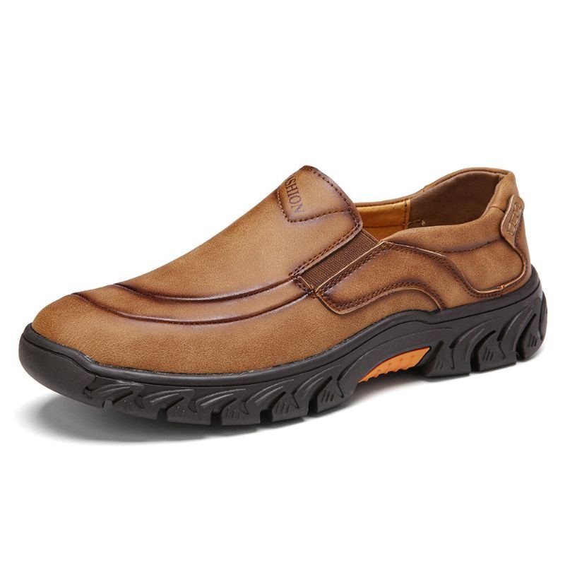 Herren Mikrofaser Leder Rutschfeste Bequeme Slip On Outdoor Freizeitschuhe