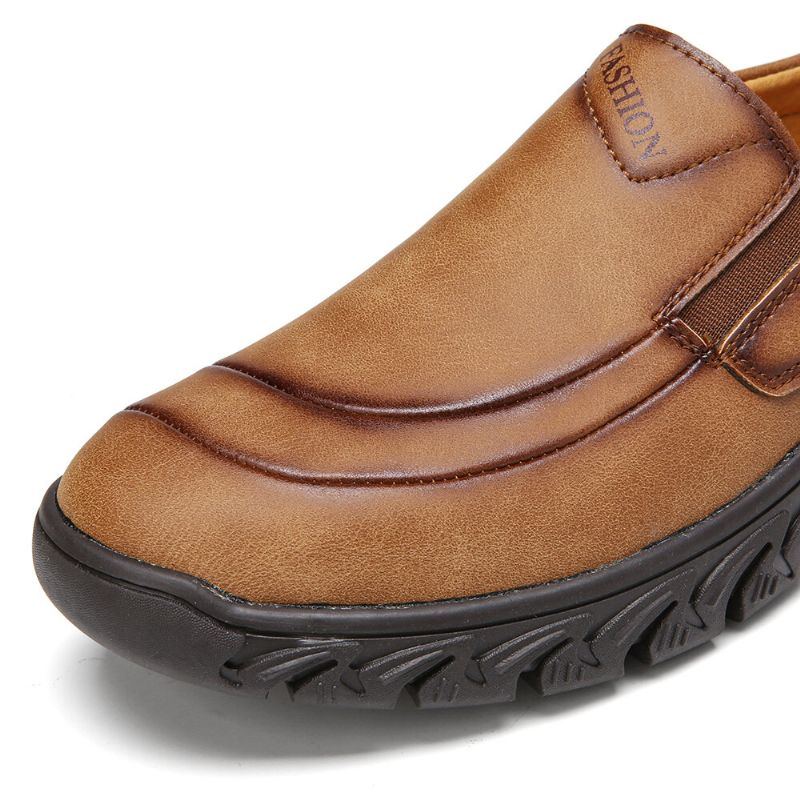 Herren Mikrofaser Leder Rutschfeste Bequeme Slip On Outdoor Freizeitschuhe