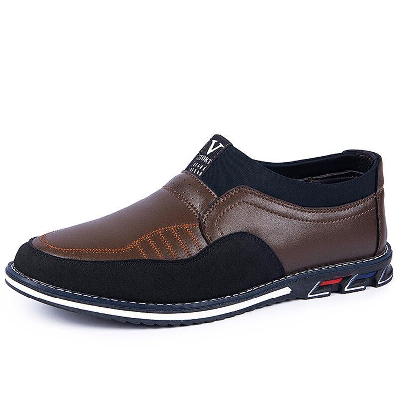 Herren Mikrofaser Lederspleißung Rutschfeste Slip On Business Casual Schuhe