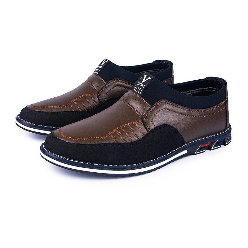 Herren Mikrofaser Lederspleißung Rutschfeste Slip On Business Casual Schuhe