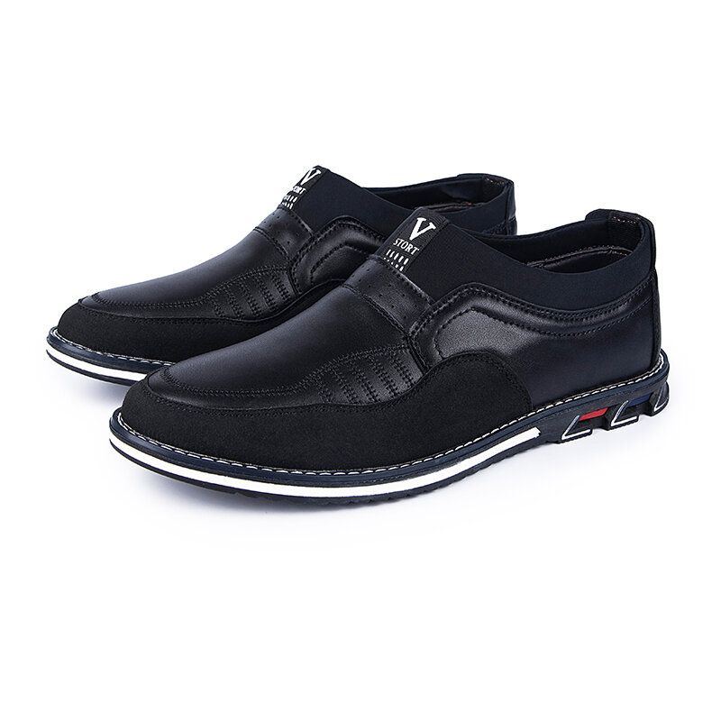 Herren Mikrofaser Lederspleißung Rutschfeste Slip On Business Casual Schuhe