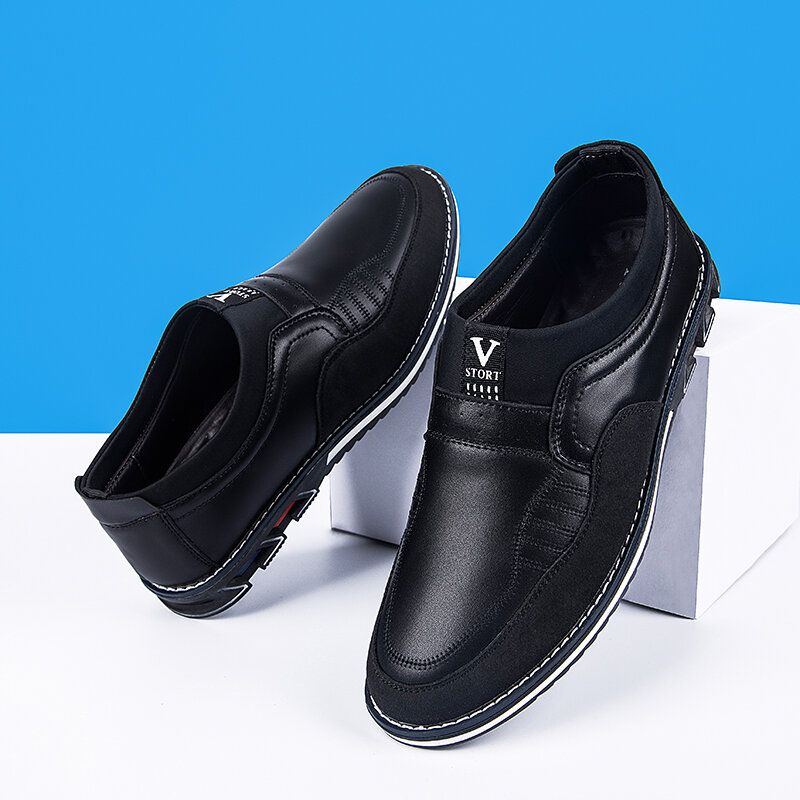 Herren Mikrofaser Lederspleißung Rutschfeste Slip On Business Casual Schuhe