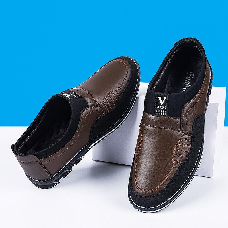 Herren Mikrofaser Lederspleißung Rutschfeste Slip On Business Casual Schuhe