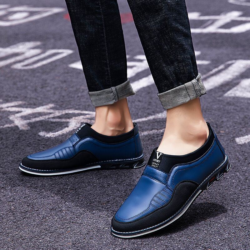 Herren Mikrofaser Lederspleißung Rutschfeste Slip On Business Casual Schuhe