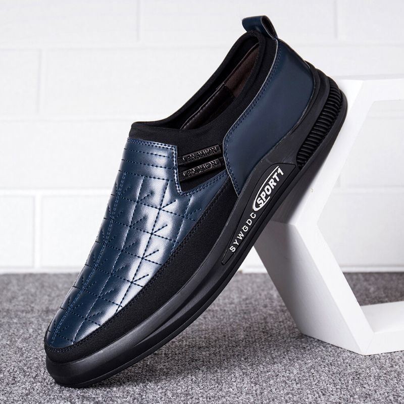 Herren Mikrofaser Lederspleißung Rutschfeste Weiche Lässige Business Slip On Schuhe