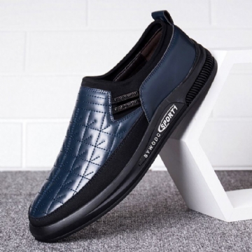 Herren Mikrofaser Lederspleißung Rutschfeste Weiche Lässige Business Slip On Schuhe