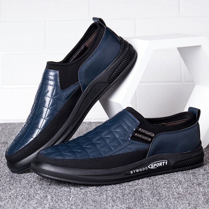 Herren Mikrofaser Lederspleißung Rutschfeste Weiche Lässige Business Slip On Schuhe