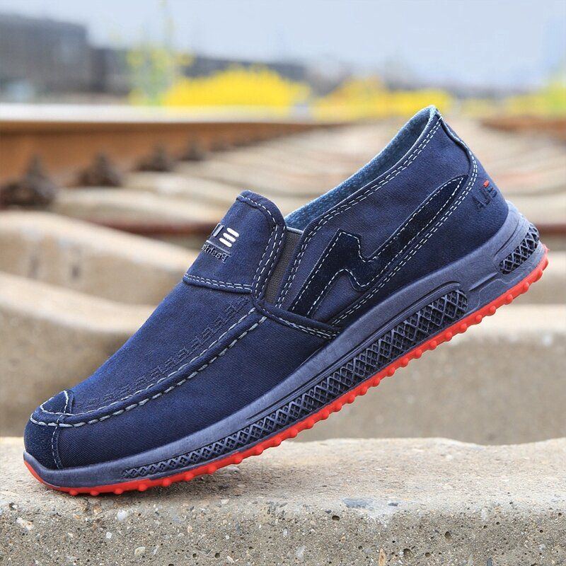 Herren Old Peking Bequeme Atmungsaktive Slip On Casual Canvas Schuhe