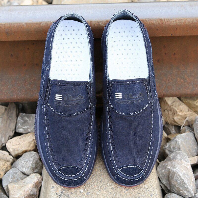 Herren Old Peking Bequeme Atmungsaktive Slip On Casual Canvas Schuhe