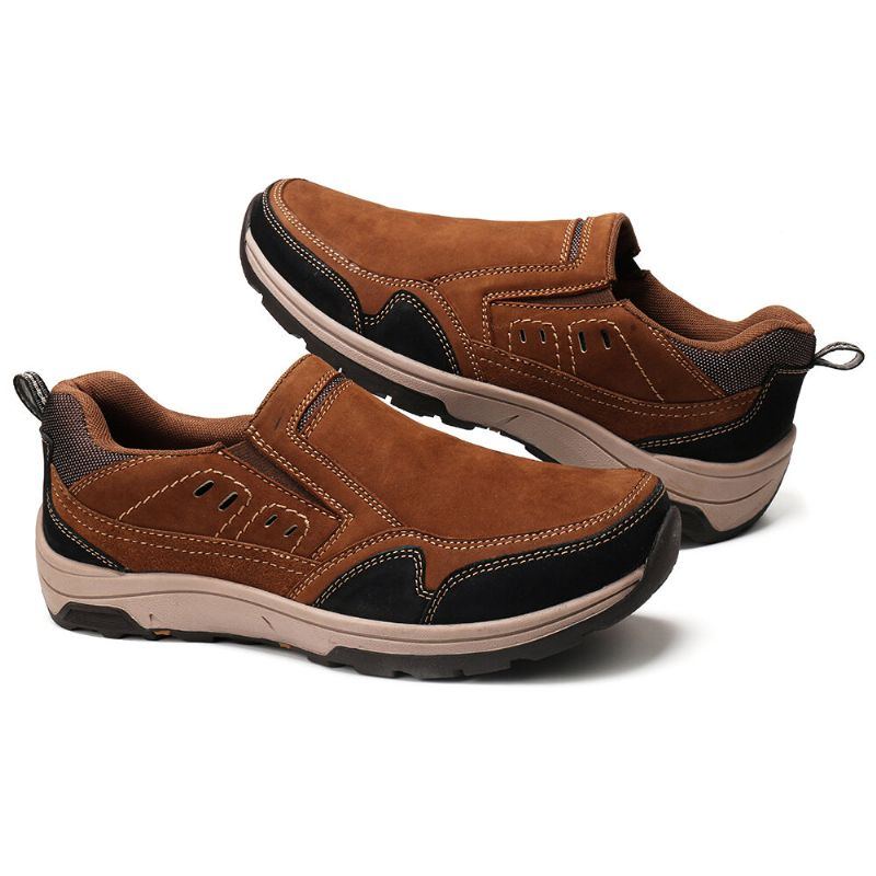 Herren Outdoor Rutschfeste Bequeme Slip On Freizeitschuhe Aus Leder