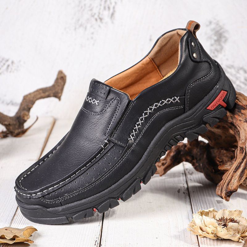 Herren Retro Mikrofaser Leder Bequeme Slip On Outdoor Rutschfeste Freizeitschuhe Flache Schuhe