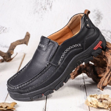 Herren Retro Mikrofaser Leder Bequeme Slip On Outdoor Rutschfeste Freizeitschuhe Flache Schuhe