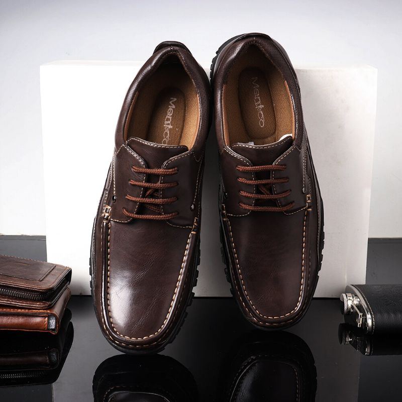 Herren Retro Mikrofaser Leder Rutschfest Weich Lässig Business Oxfords