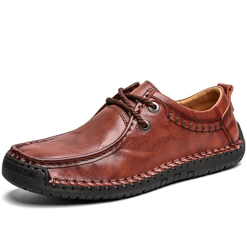 Herren Rindsleder Handnähte Rutschfeste Business Casual Schuhe Mit Weicher Sohle