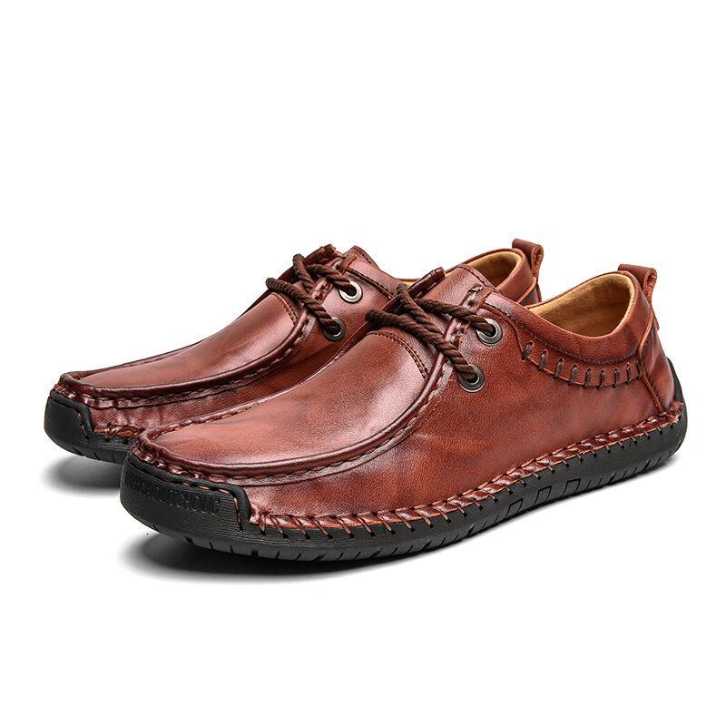 Herren Rindsleder Handnähte Rutschfeste Business Casual Schuhe Mit Weicher Sohle