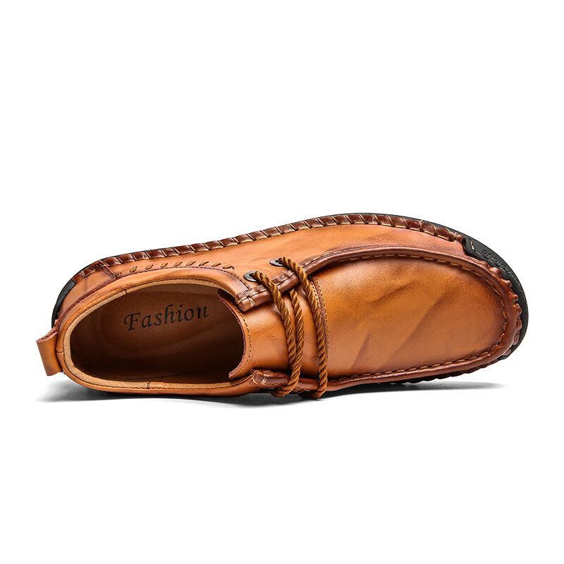 Herren Rindsleder Handnähte Rutschfeste Business Casual Schuhe Mit Weicher Sohle