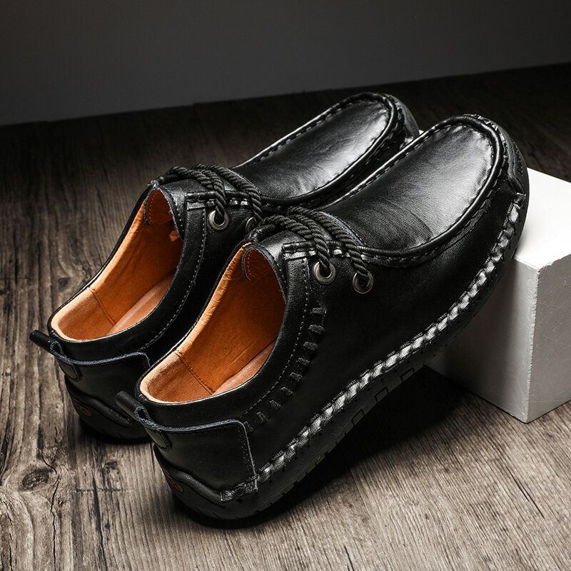 Herren Rindsleder Handnähte Rutschfeste Business Casual Schuhe Mit Weicher Sohle