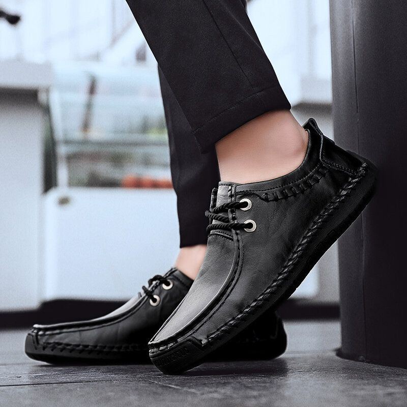 Herren Rindsleder Handnähte Rutschfeste Business Casual Schuhe Mit Weicher Sohle