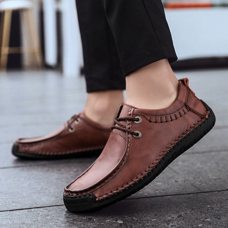 Herren Rindsleder Handnähte Rutschfeste Business Casual Schuhe Mit Weicher Sohle