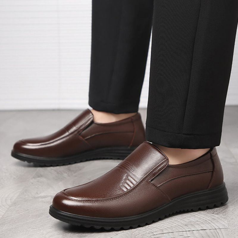 Herren Runde Zehe Comfort Slip On Business Casual Loafers Baumwollschuhe