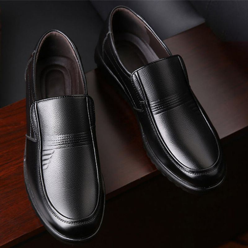 Herren Runde Zehe Comfort Slip On Business Casual Loafers Baumwollschuhe