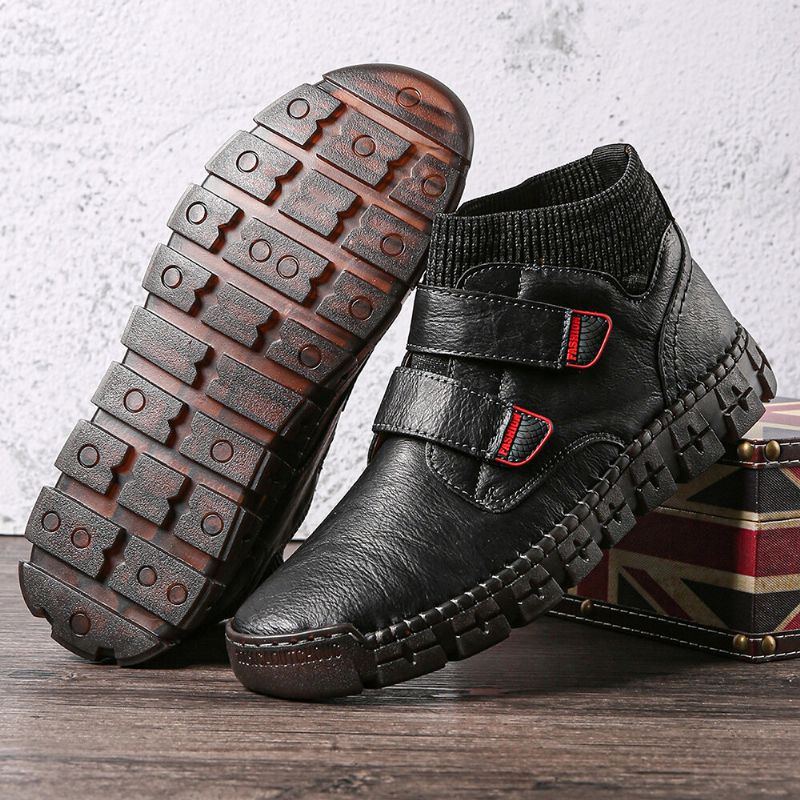 Herren Rutschfeste Verschleißfeste Hakenschlaufe Warme High Top Lässige Handgenähte Stiefeletten