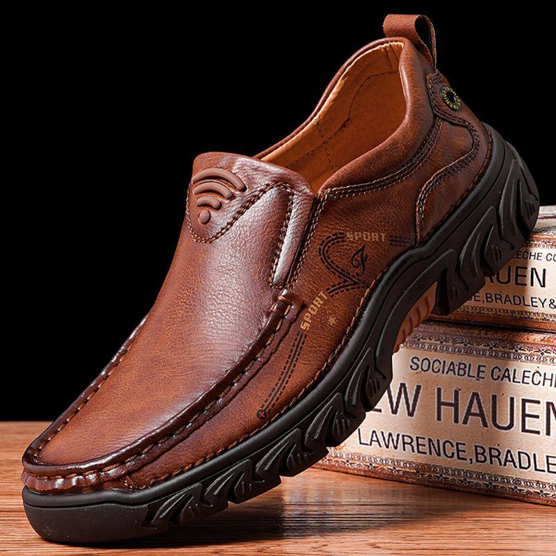 Herren Rutschfester Weicher Slip On Lässige Business Lederschuhe