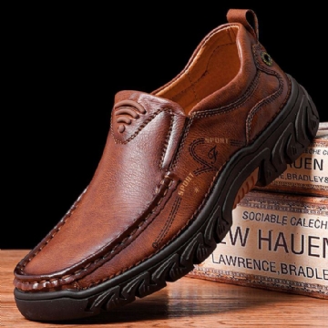 Herren Rutschfester Weicher Slip On Lässige Business Lederschuhe