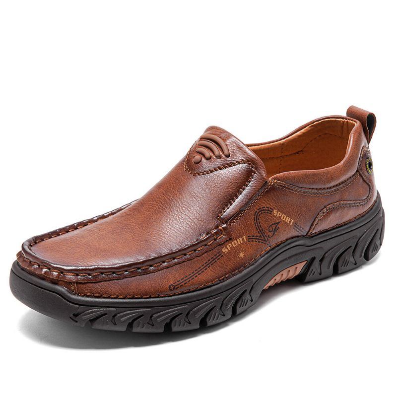 Herren Rutschfester Weicher Slip On Lässige Business Lederschuhe