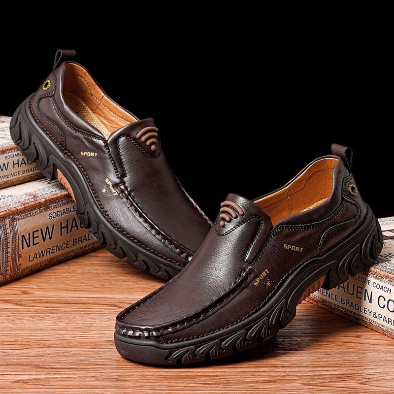 Herren Rutschfester Weicher Slip On Lässige Business Lederschuhe