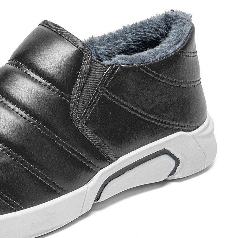 Herren Winter Warmes Plüschfutter Weiche Sohle Rutschfeste Slip On Freizeitschuhe