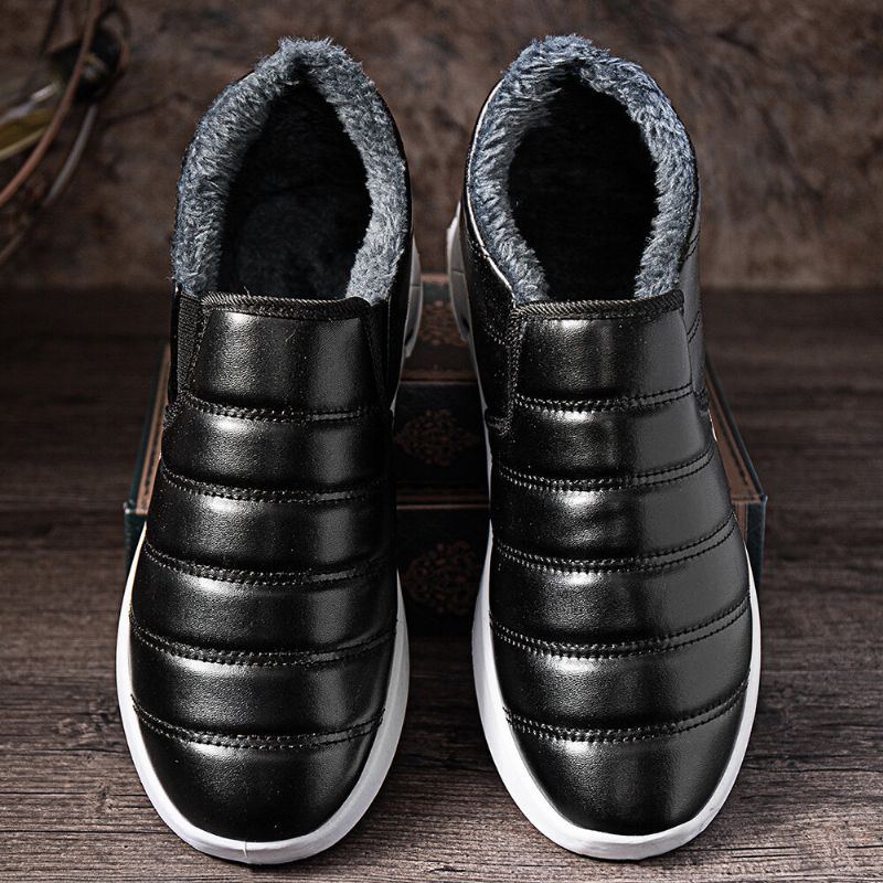 Herren Winter Warmes Plüschfutter Weiche Sohle Rutschfeste Slip On Freizeitschuhe