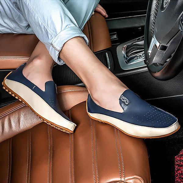 Herrenschuhe Outdoor Casual Round Toe Slip On Atmungsaktive Flats