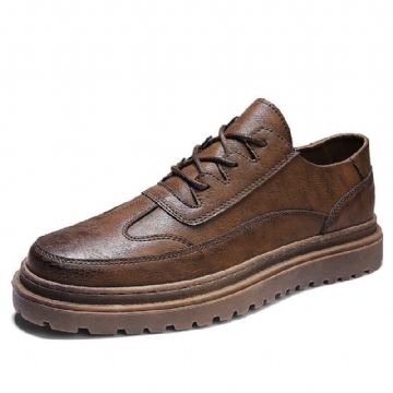 Herren Brogue Mikrofaser Leder Rutschfeste Tragbare Vintage Freizeitschuhe