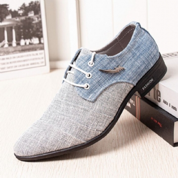 Herren Canvas Pointy Toe Rutschfeste Kurze Schnürkleid Casual Business Schuhe