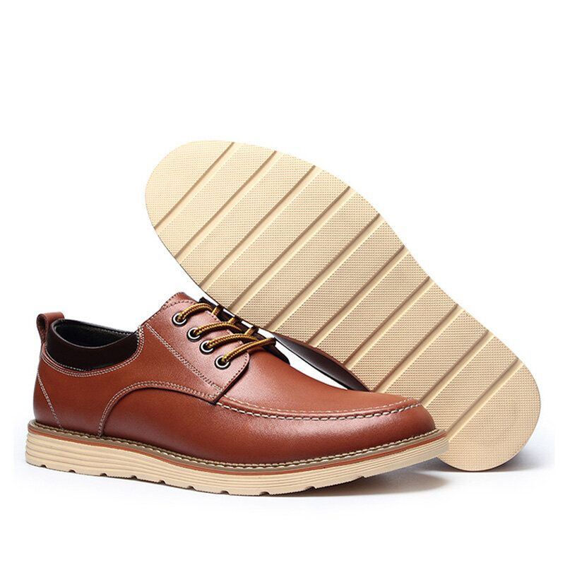 Herren Echtes Leder Atmungsaktive Rutschfeste Weiche Sohle Schnürschuhe Casual Business Schuhe