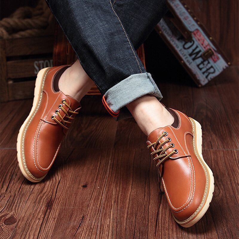 Herren Echtes Leder Atmungsaktive Rutschfeste Weiche Sohle Schnürschuhe Casual Business Schuhe