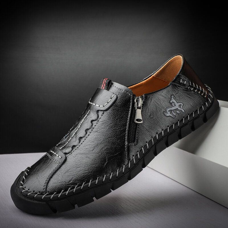 Herren Handgefertigte Nähte Rindsleder Weiche Tragbare Sohle Business Casual Lederschuhe